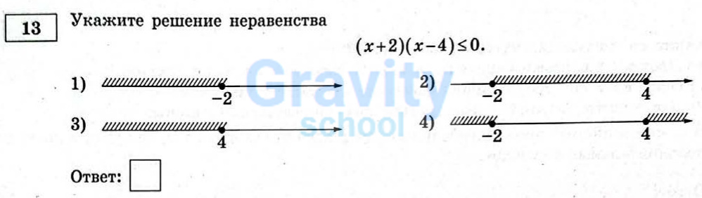 Укажите решение неравенства (13)