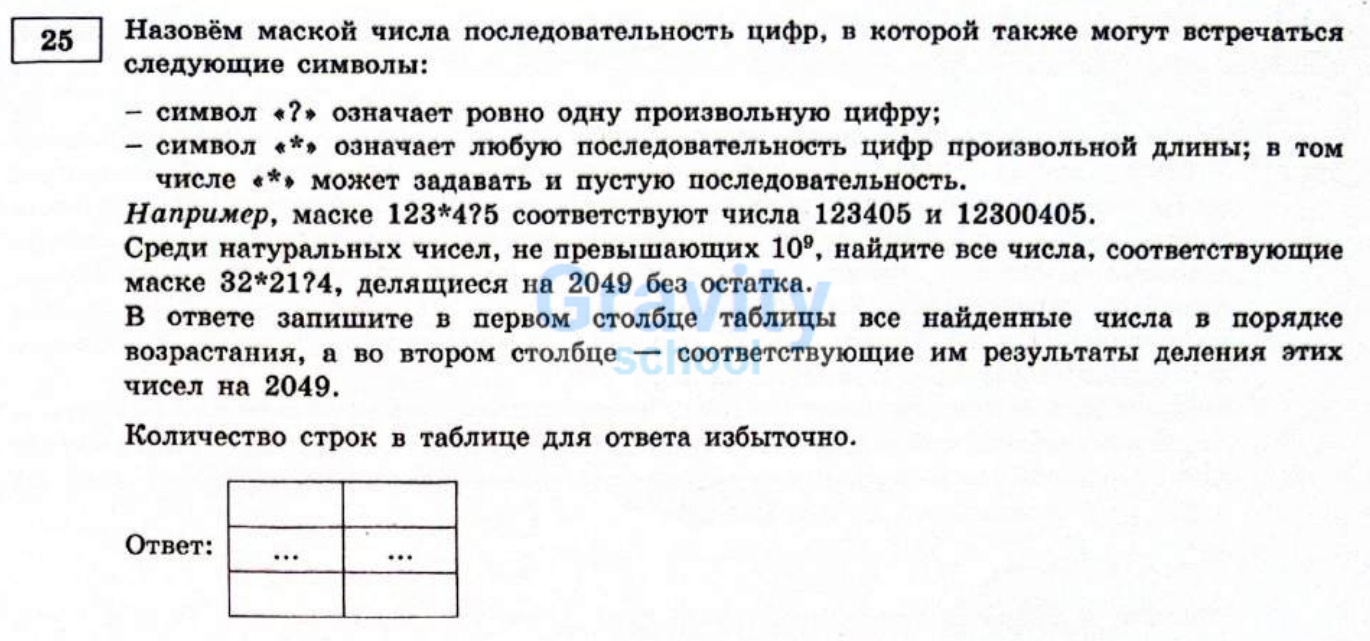 Назовём маской числа последовательность цифр (15)