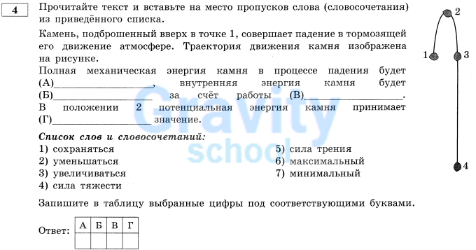 Камень, подброшенный вверх в точке 1 (8)