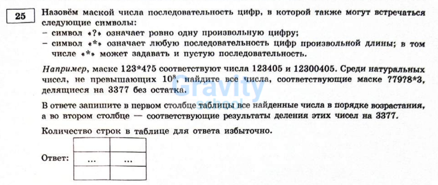 Назовём маской числа последовательность цифр (12)
