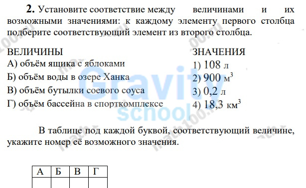 Установите соответствие между величинами и их возможными значениями (42)