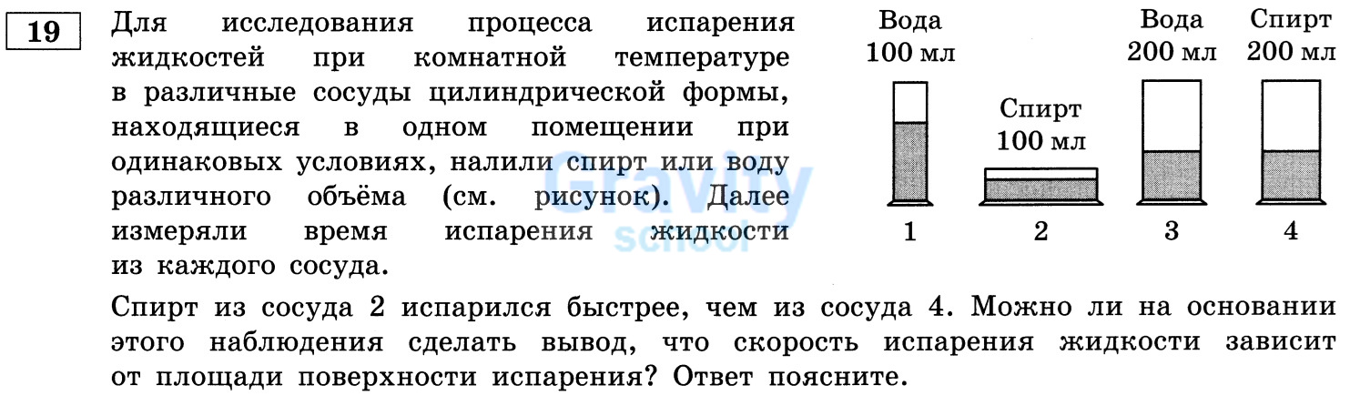 Можно ли на основании этого наблюдения сделать вывод, что скорость испарения жидкости зависит от площади поверхности испарения? (26)