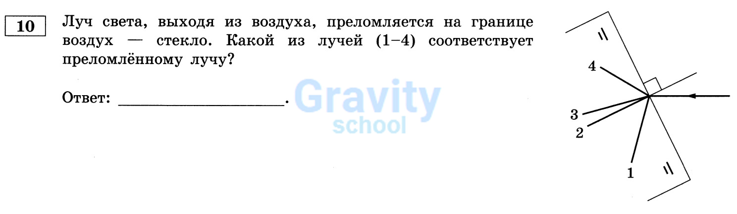 Какой из лучей соответствует преломлённому лучу? (25)