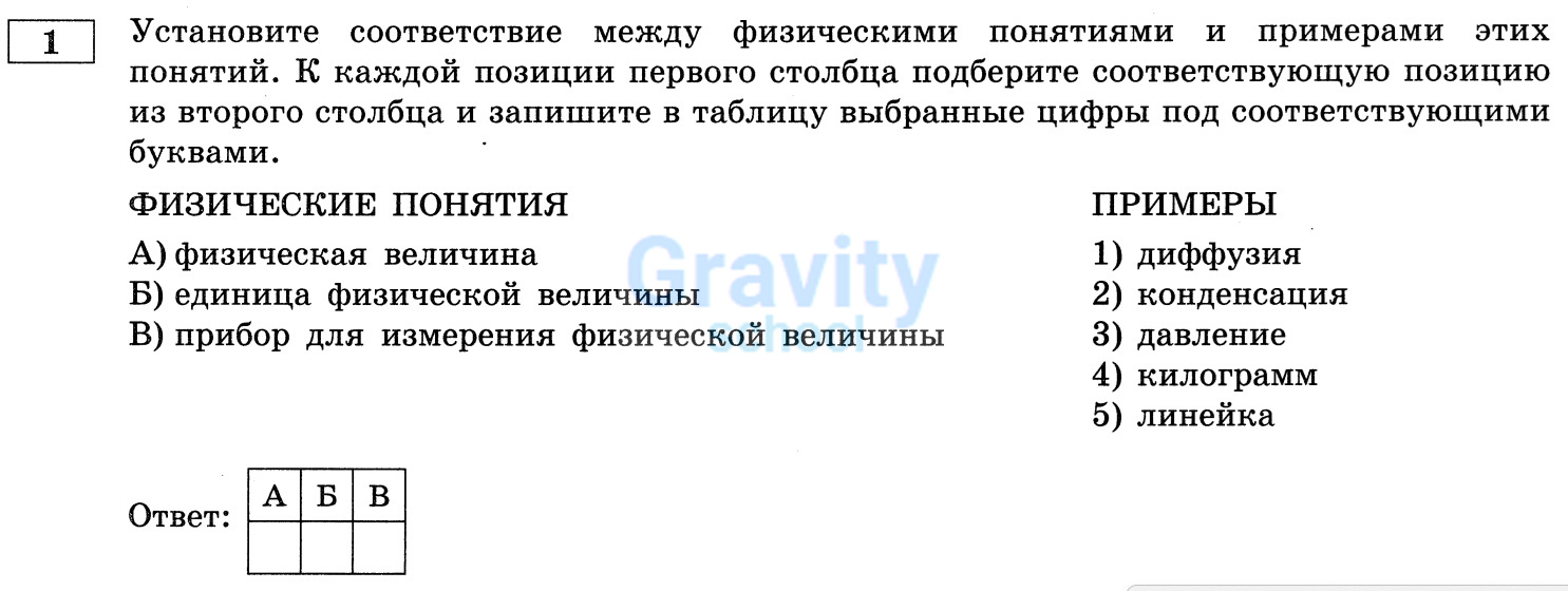Установите соответствие между физическими понятиями и примерами (23)