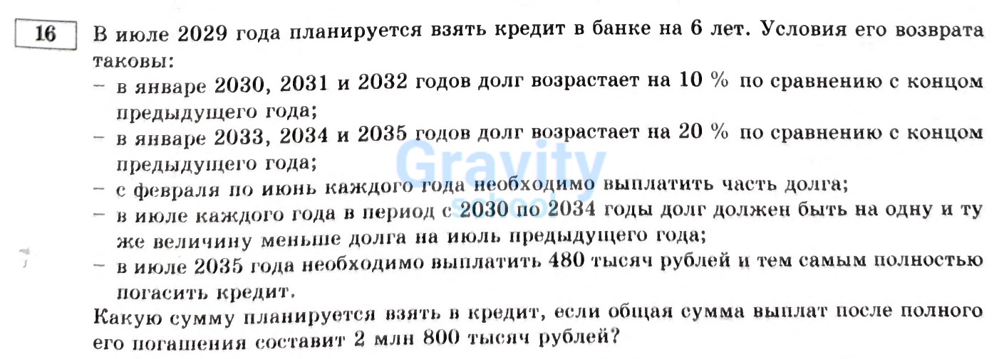 В июле 2029 года планируется взять кредит (8)