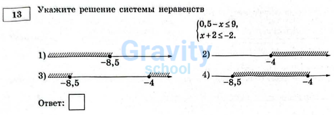 Укажите решение системы неравенств (10)