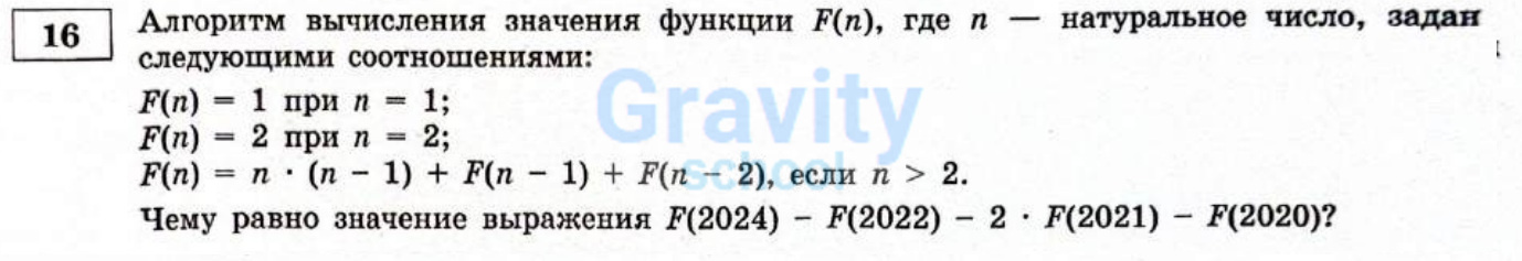 Алгоритм вычисления значения функции F(n) (11)