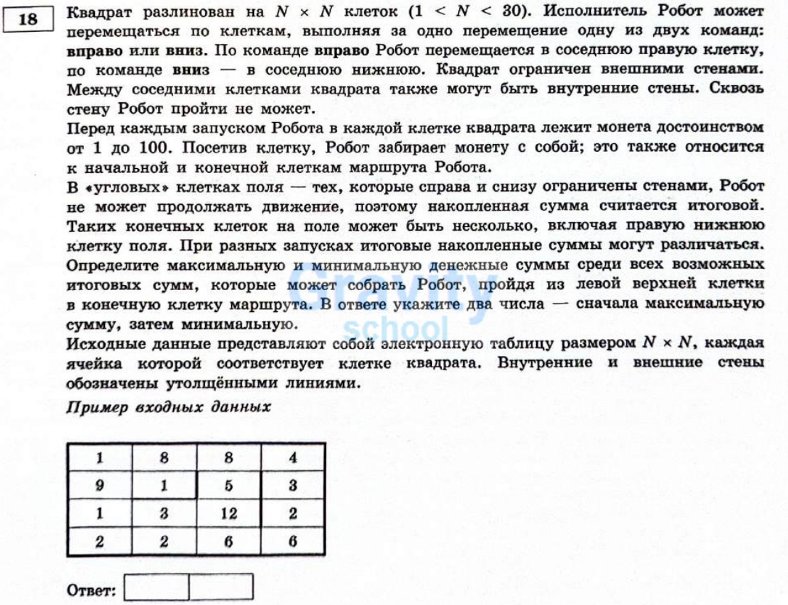 Квадрат разлинован на N х N клеток (9)