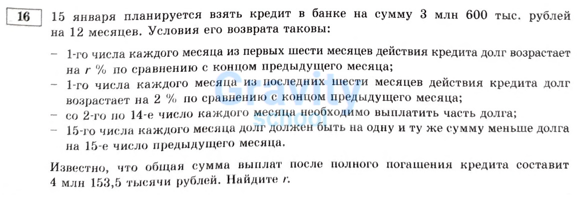 15 января планируется взять кредит в банке на сумму (6)
