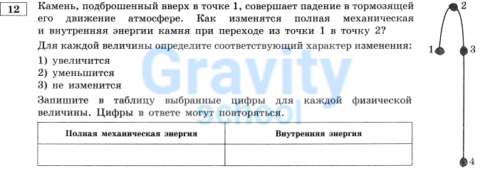 Камень, подброшенный вверх в точке 1 (6)