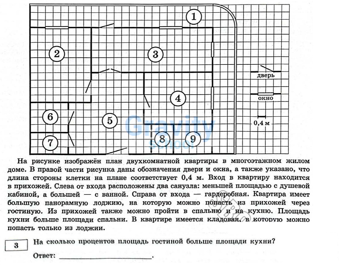 На сколько процентов площадь гостиной больше (19)