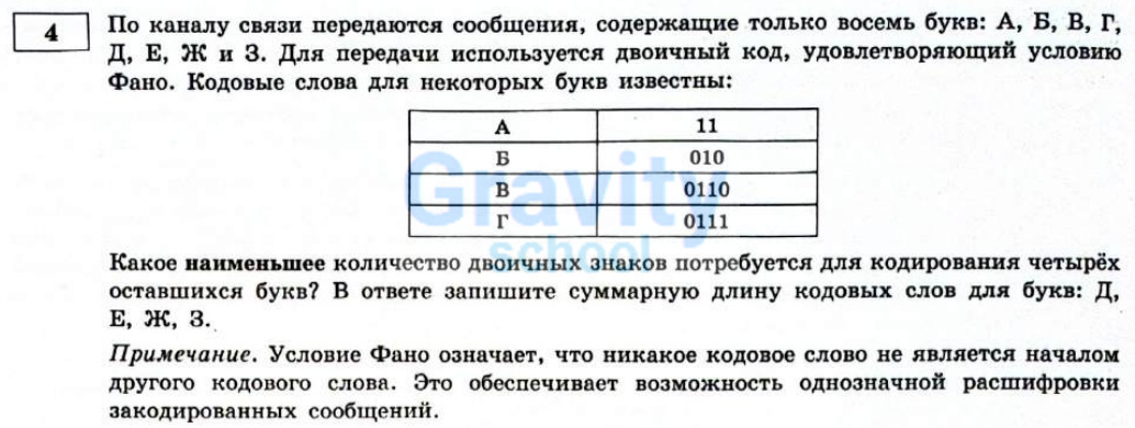 По каналу связи передаются сообщения, содержащие только восемь букв (11)