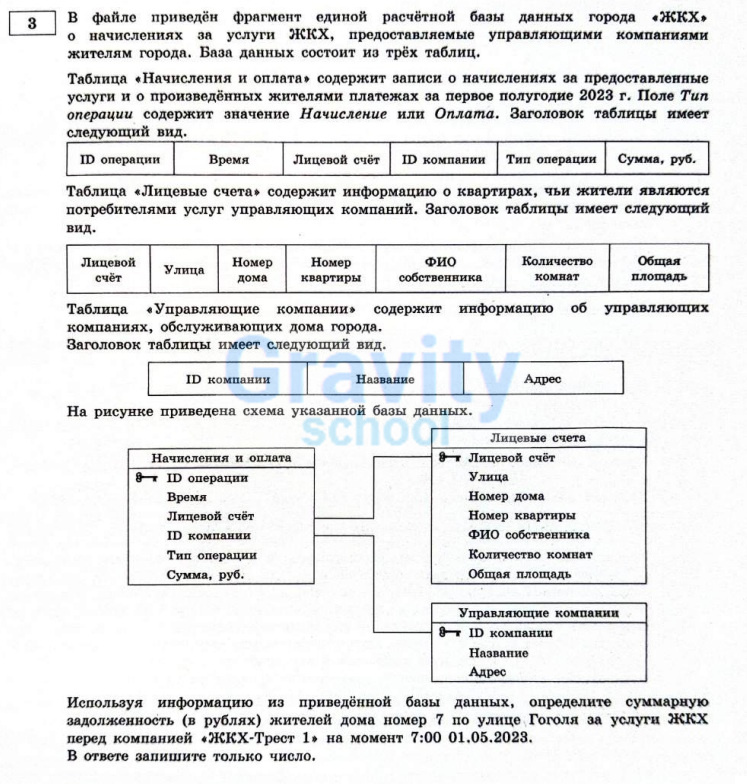 В файле приведён фрагмент единой расчётной базы данных города «ЖКХ» (19)