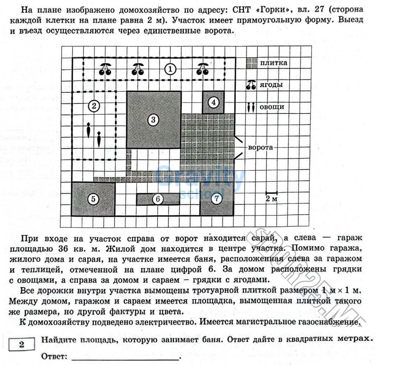 Найдите площадь, которую занимает баня (10)