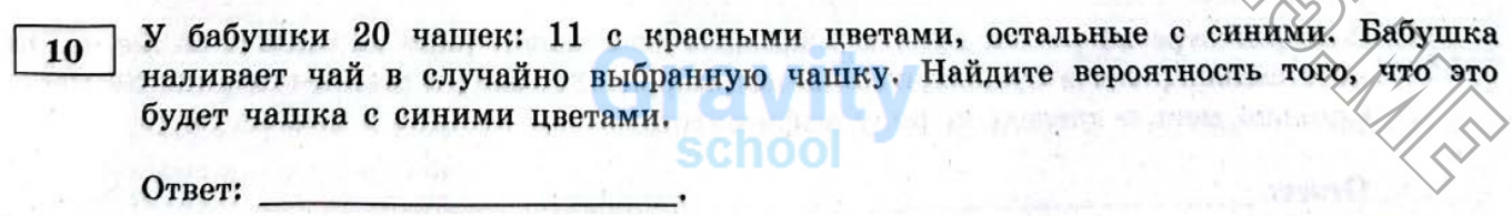 Найдите вероятность того, что это будет чашка с синими цветами (32)