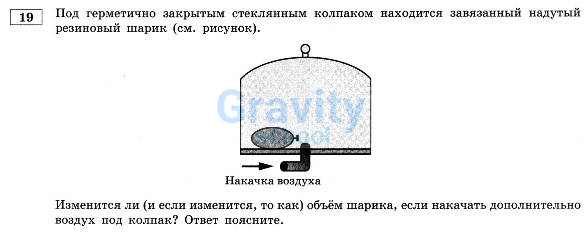 Изменится ли объём шарика, если накачать дополнительно воздух под колпак? (17)