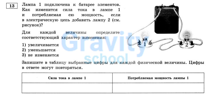 Лампа 1 подключена к батарее элементов (2)