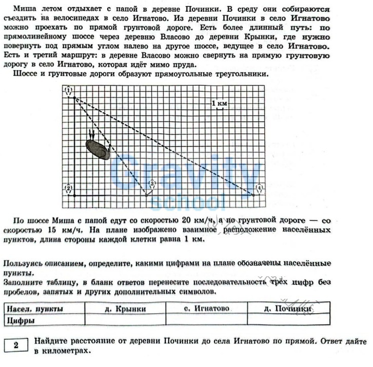 Найдите расстояние от деревни Починки до селя Игнатово (3)