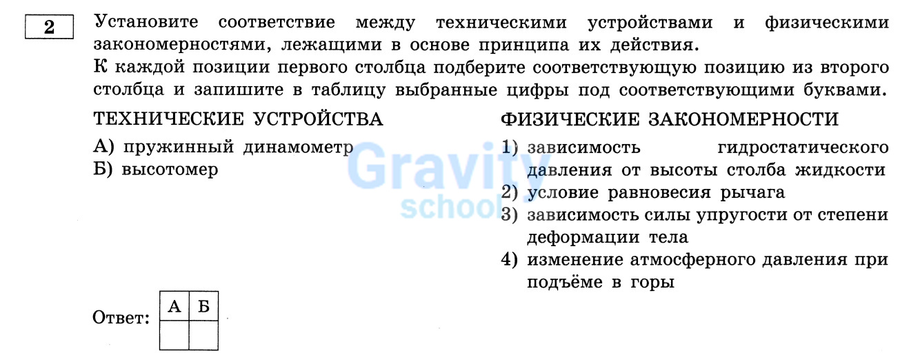Установите соответствие между техническими устройствами и физическими закономерностями (14)