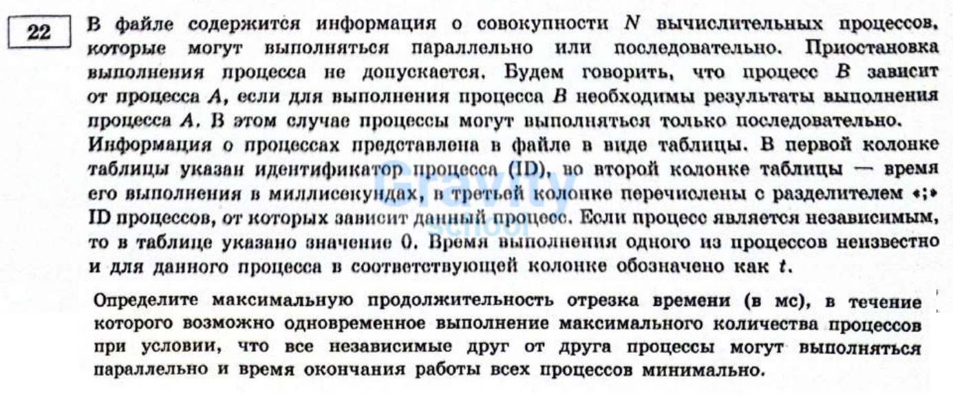 В файле содержится информация о совокупности N вычислительных процессов (8)