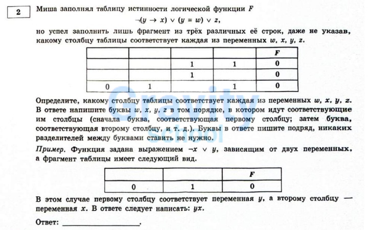 Миша заполнял таблицу истинности функции F (10)