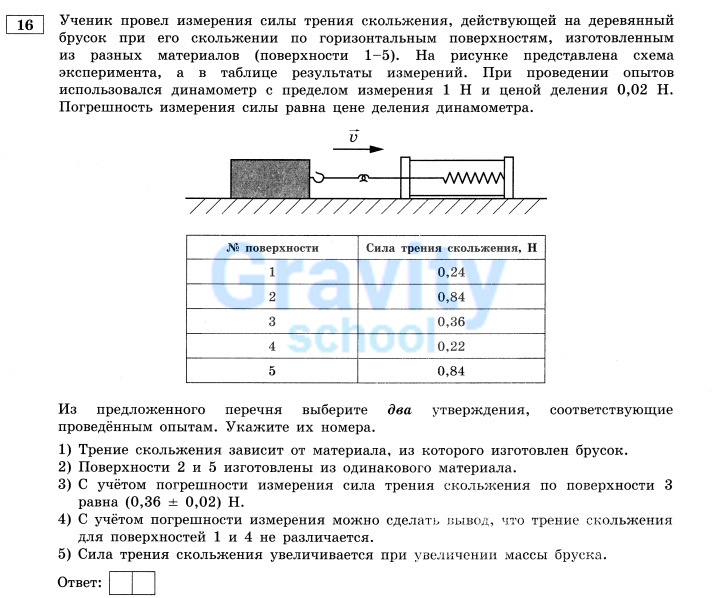 Ученик провел измерения силы трения скольжения (3)