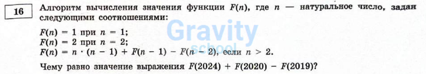 Алгоритм вычисления значения функции F(n) (12)