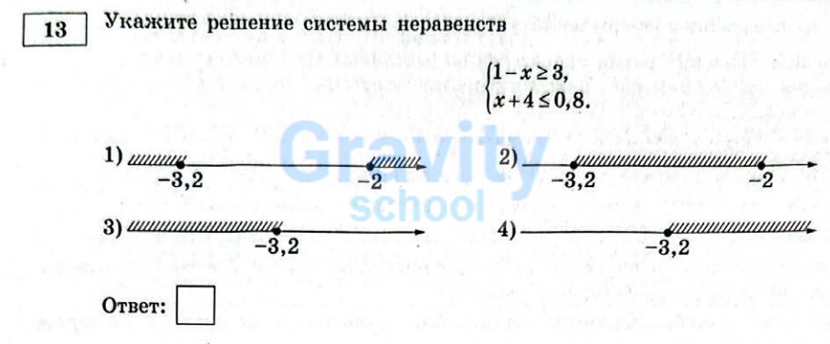 Укажите решение системы неравенств (9)