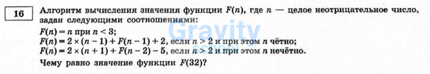 Алгоритм вычисления значения функции F(n) (13)